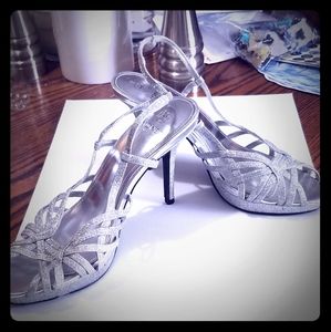 Silver strappy heals